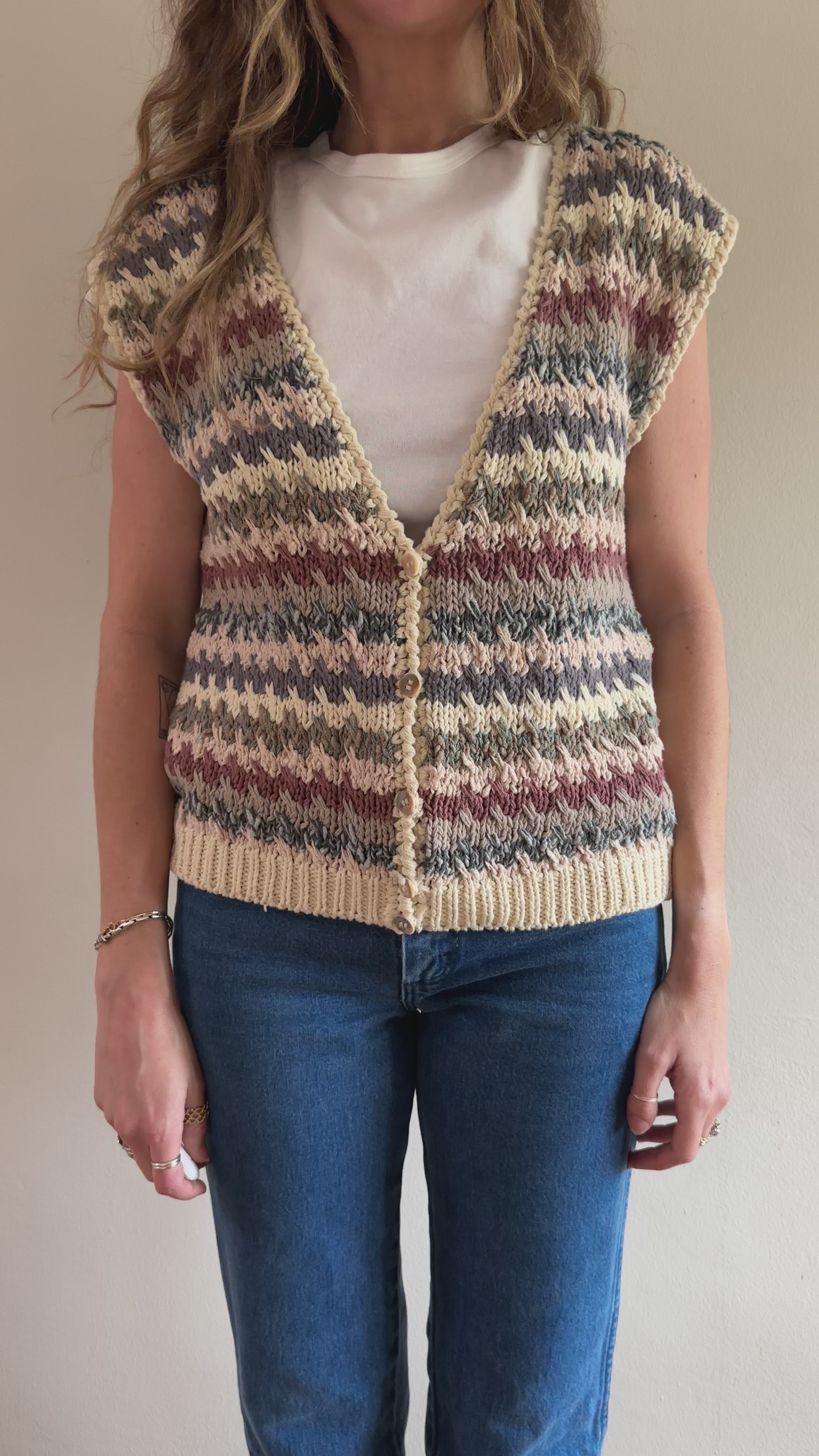 Hand-Knit Striped Vest
