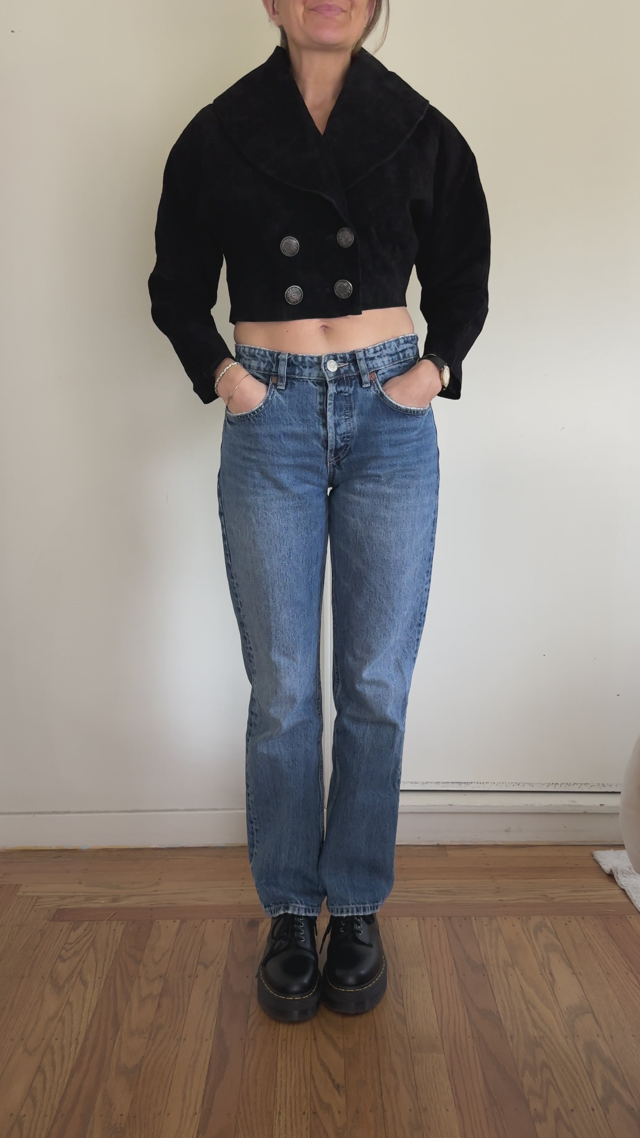 Cropped Black Suede Jacket