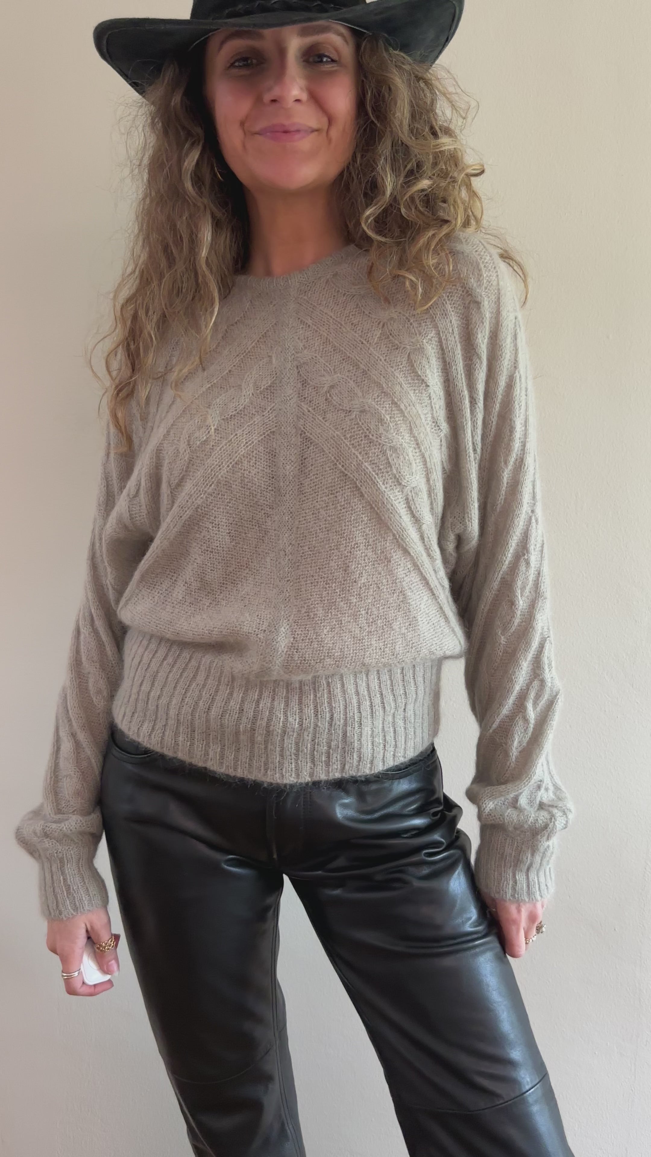 Italian Mohair Blend Cable Knit Sweater