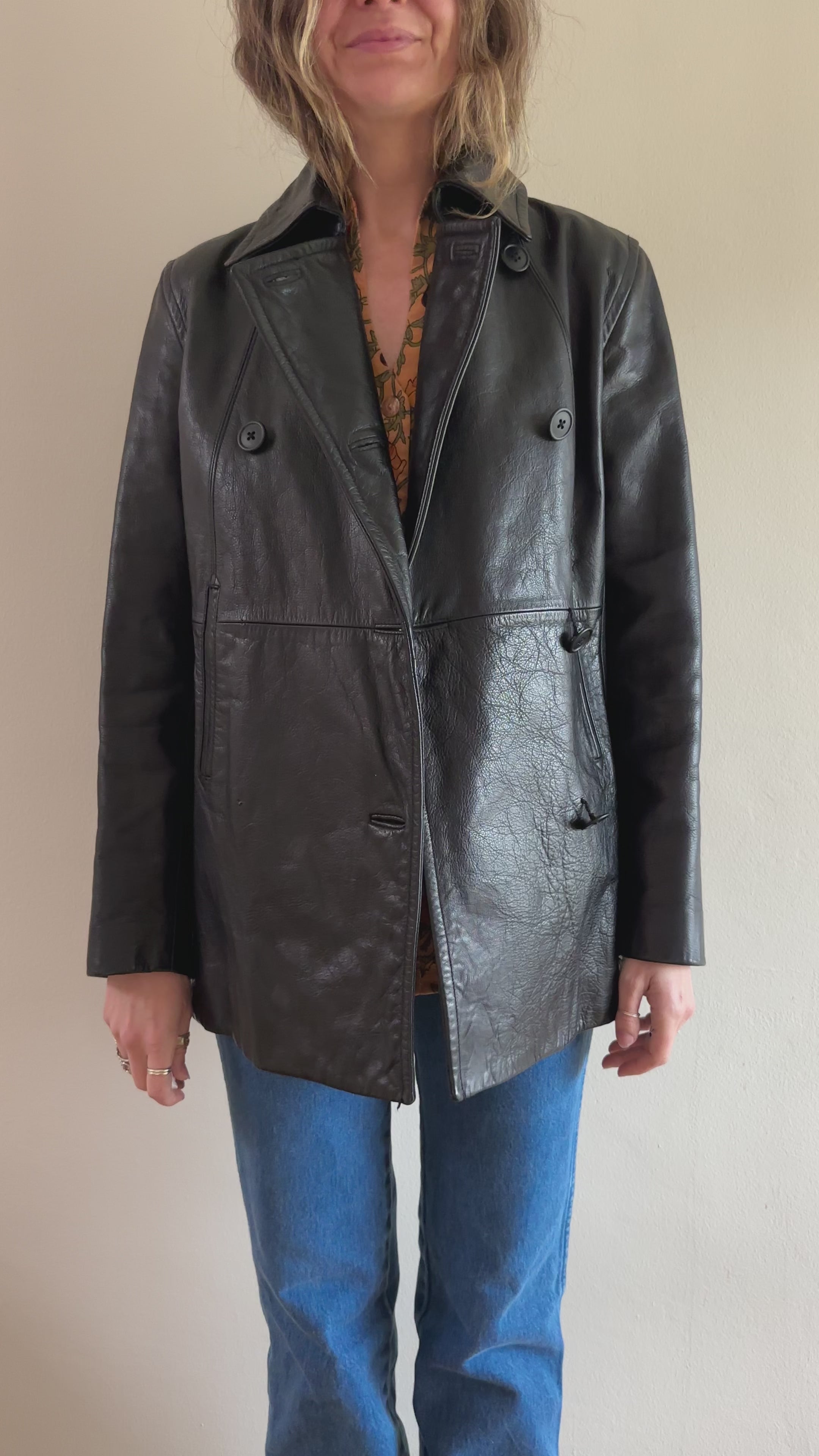 2002 GAP Double-Breasted Leather Jacket