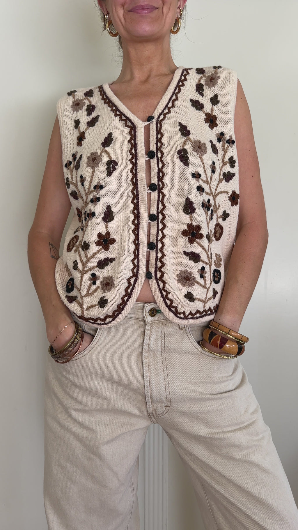 Hand-Embroidered Knit Vest