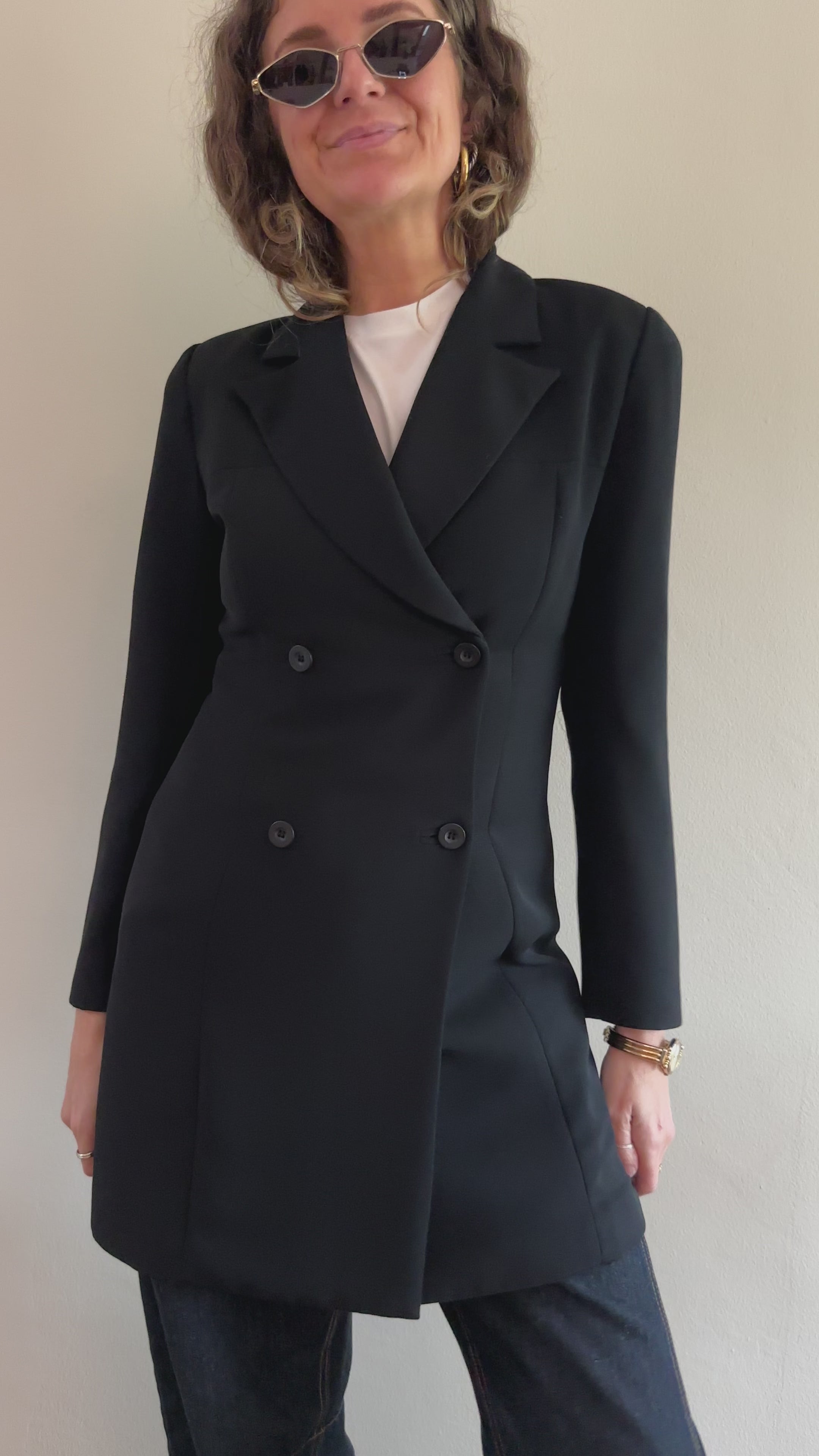 Black Tailored Double-Breasted Blazer