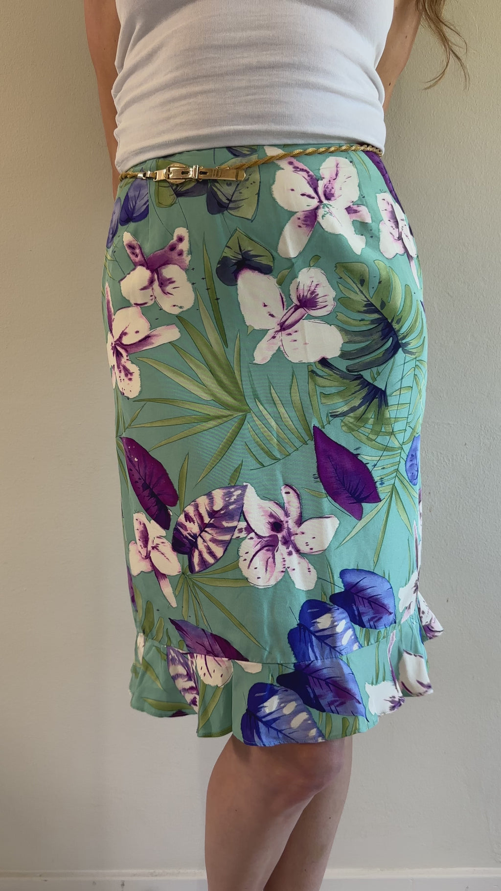 Saks Fifth Avenue Ruffle Hem Silk Midi Skirt