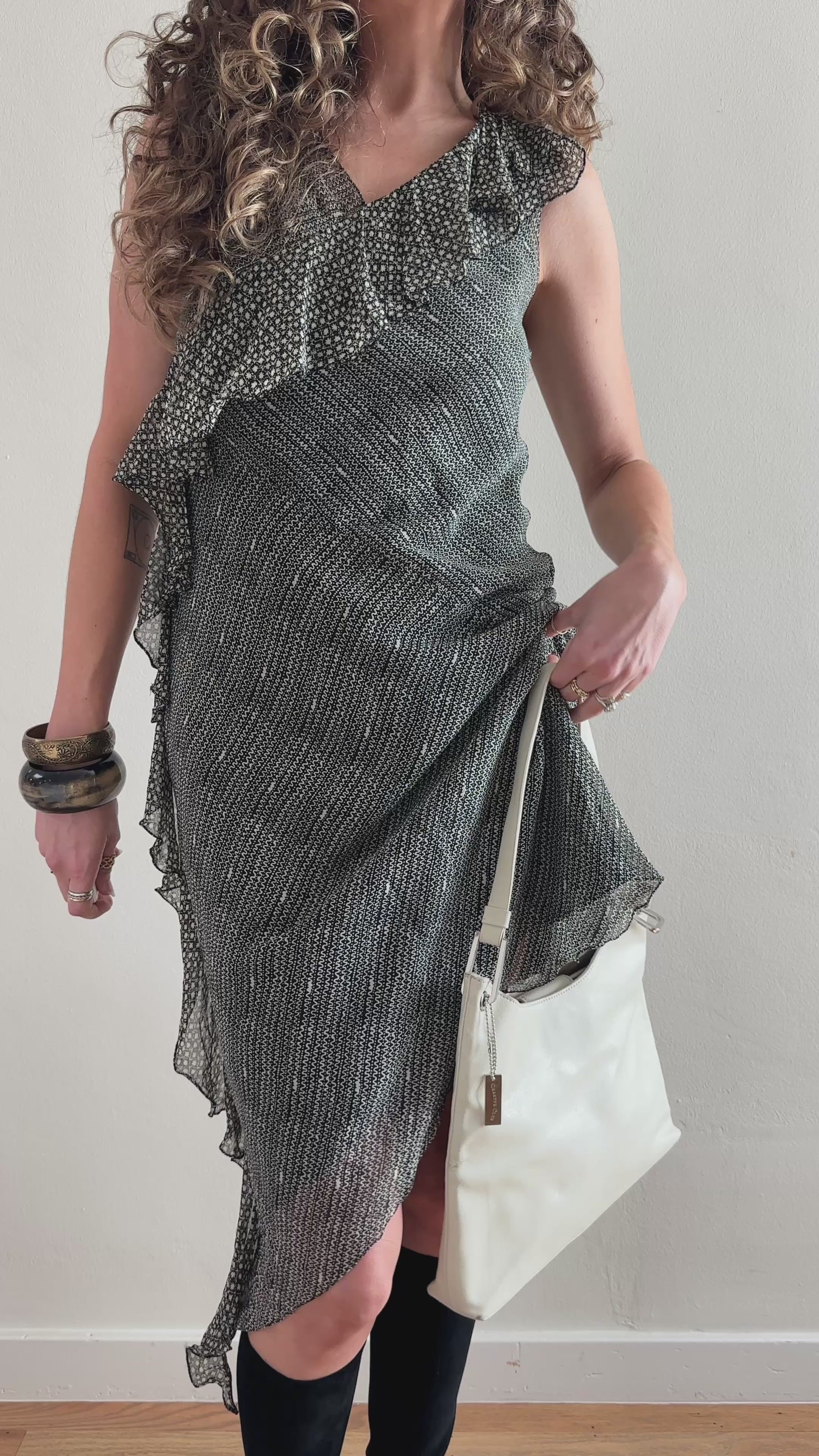 Y2k Bias Cut Ruffle Silk Slip Dress