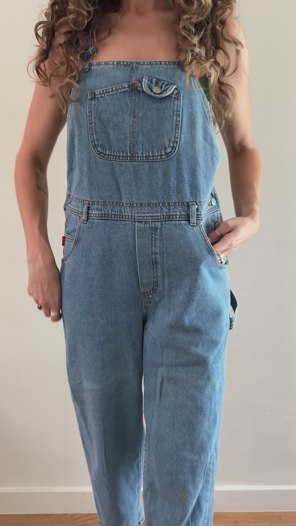 90s Espirit Medium Wash Denim Utility Overalls