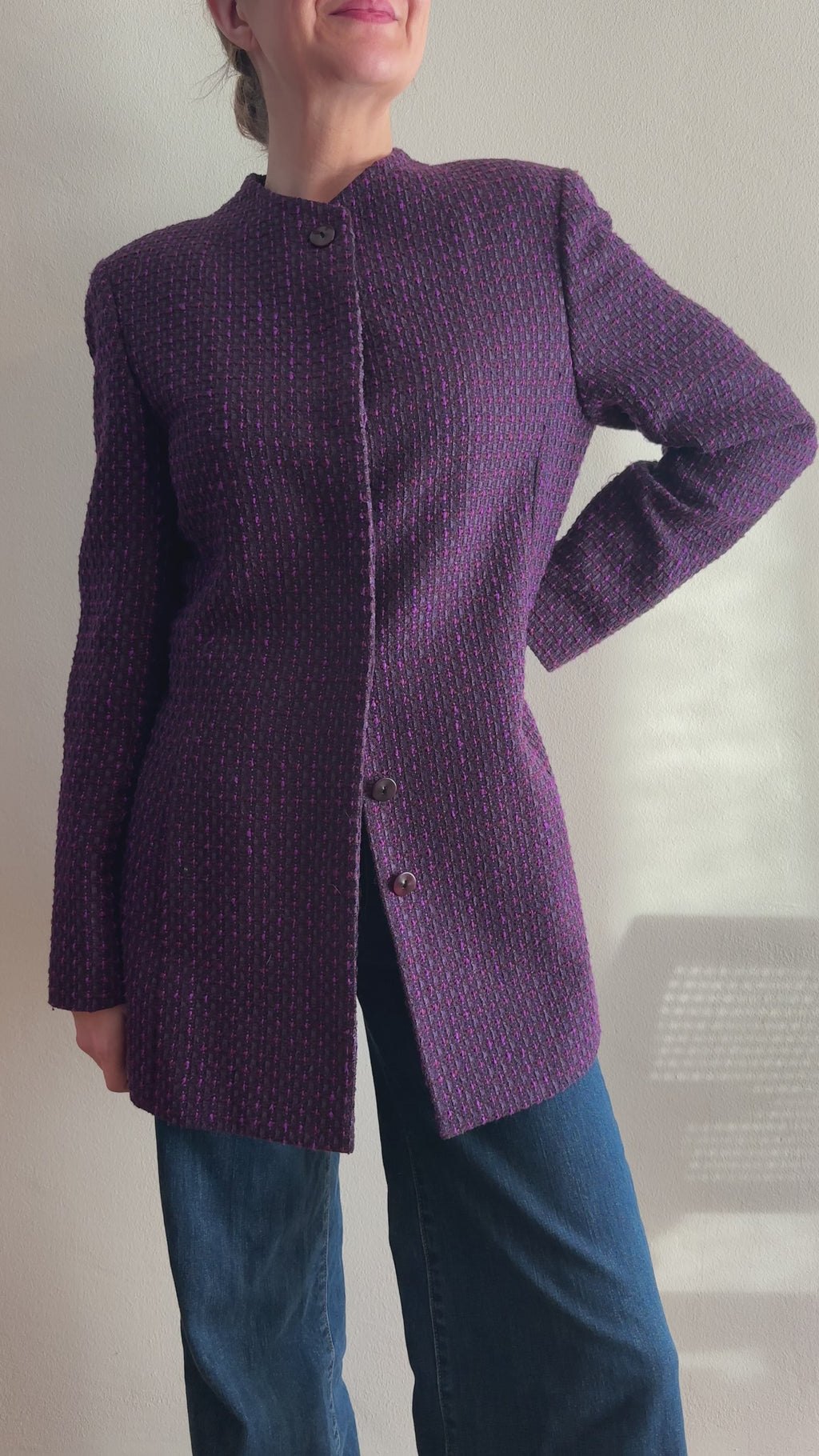 Dana Buchman Purple Tweed Longline Jacket